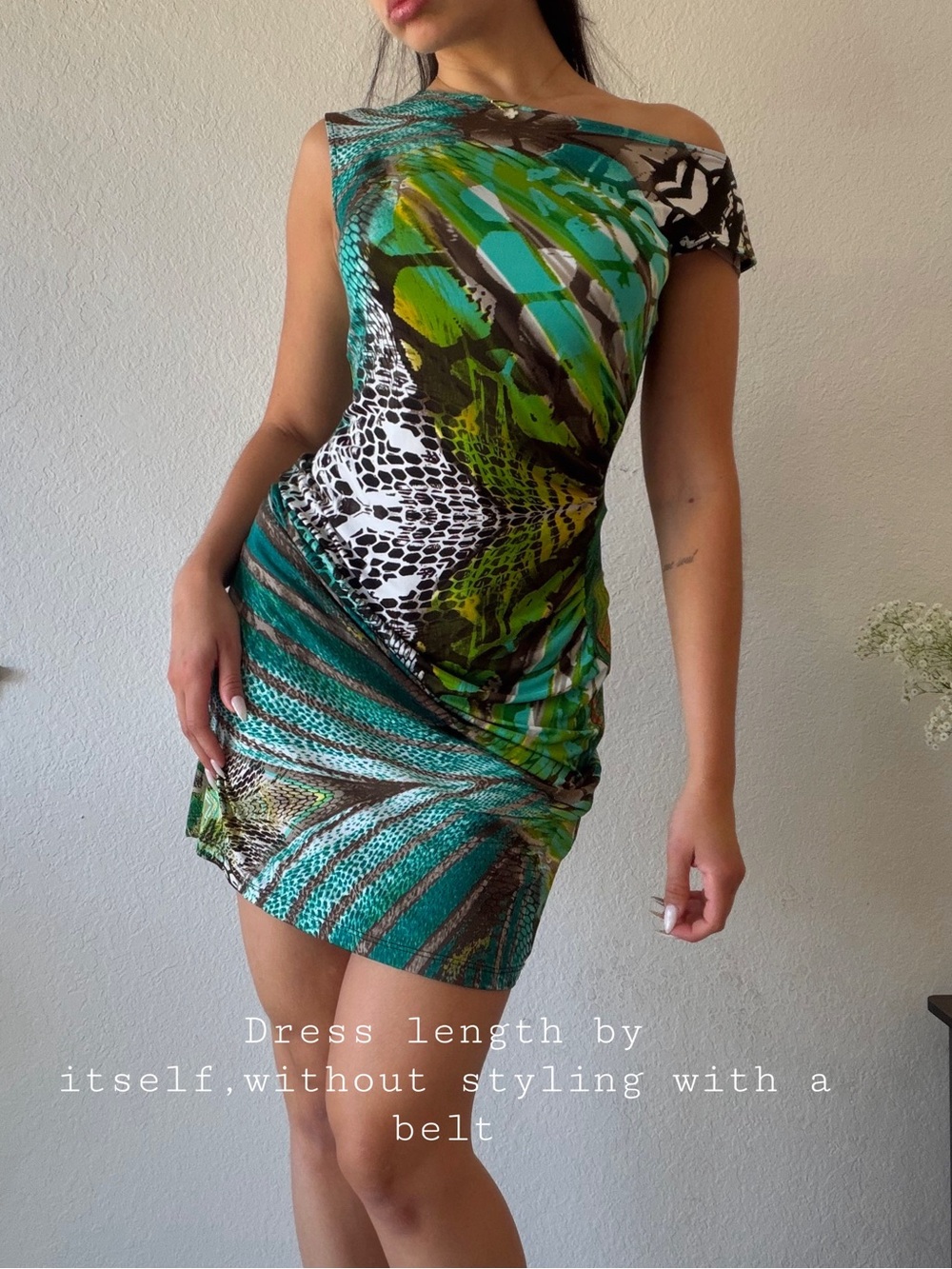 2000s SCAPA by Lauren Perre Abstract Animal Print Dress |Cavalli Inspired - Picture 4 of 8